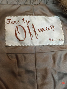 Kingspier Vintage - "Furs by Offman" vintage blonde sable fur stole, made in Halifax, Nova Scotia, Canada. The lining features an embroidered monogram "MB" and the Offman label.