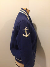 Load image into Gallery viewer, Vintage 1950’s Butwin Blue/White Wool Varsity Jacket “Dartmouth Lakers” (size 34). Made in Canada
