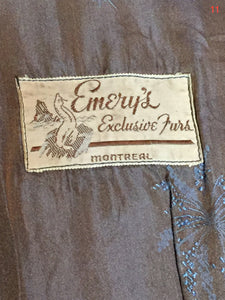 Vintage "Emery's Exclusive Furs" Dark Brown Fur Coat, Made in Montreal, Canada