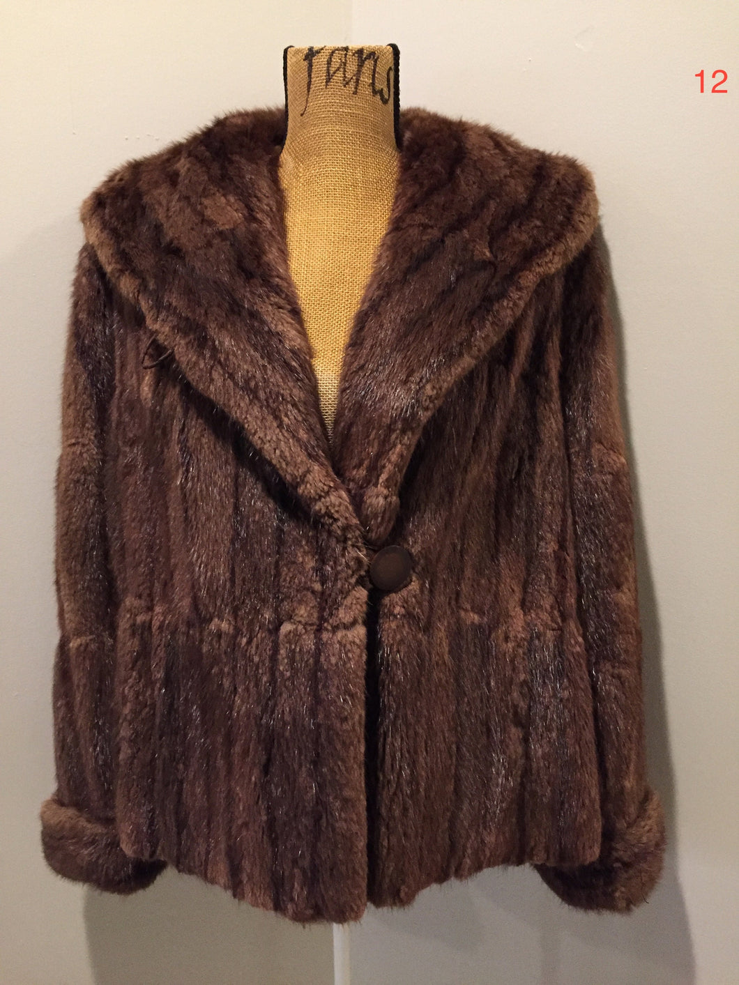 Vintage 1960's Brown Stripped Mink Opera Jacket, Made in Canada