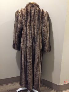 Kingspier Vintage - Vogue Furriers, Styled by Friedman Brothers, full length raccoon coat. Made in Sydney, Nova Scotia, Canada.