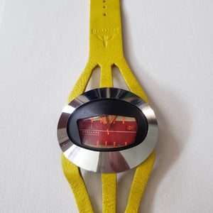 Very Rare 70's vintage Swiss MK 1 Spaceman wrist watch. Designed by Andre le Marquand. 25 jewel automatic Swiss movement